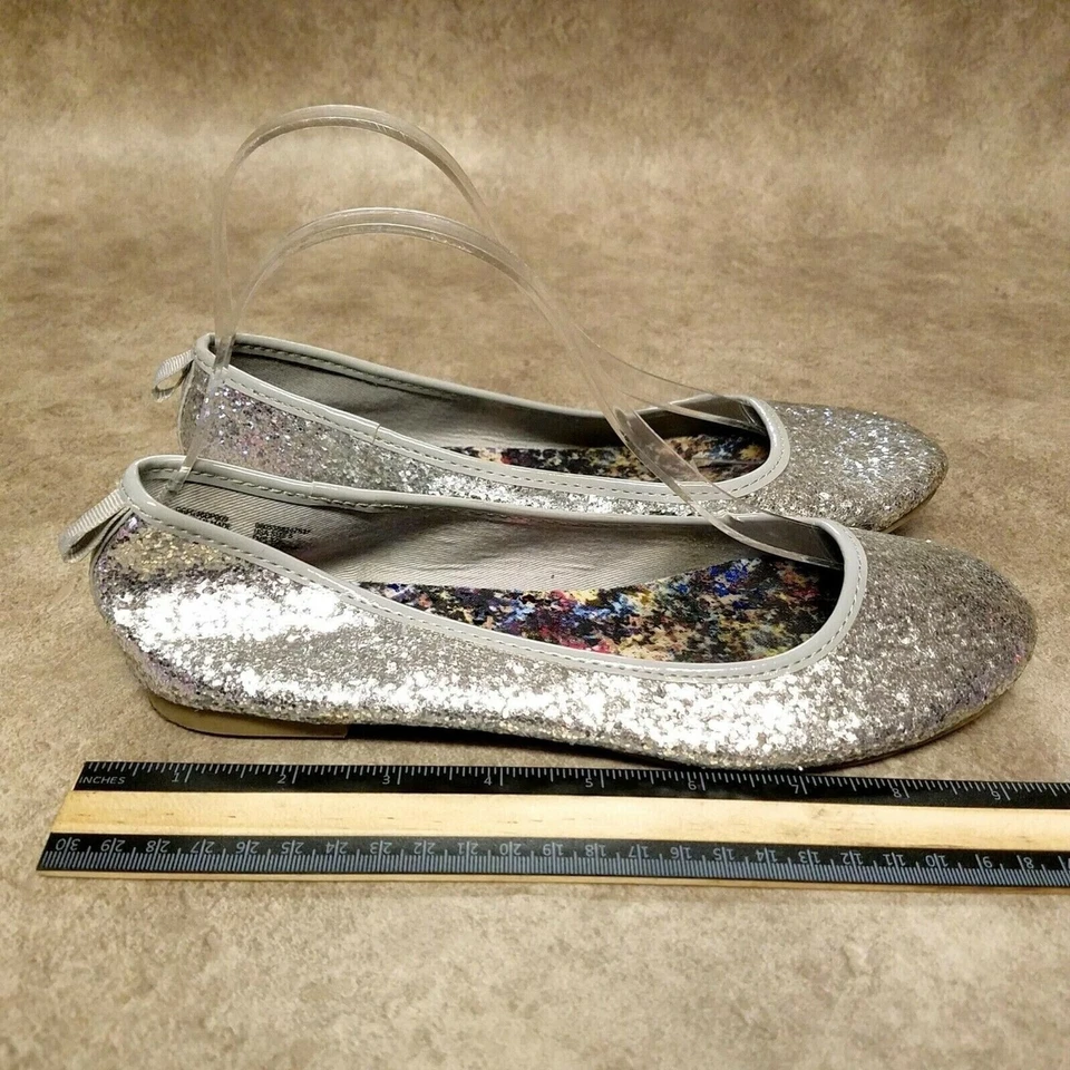 Faded Glory Womens Size 5 Silver Slip On Glitter Ballet Flats - Image 4 of 4