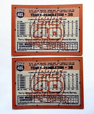 1991 Topps Terry Pendleton 485 3B Solid Error Variation Bold 40th Logo HTF