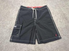 Vintage Polo Ralph Lauren Swim Shorts Mens Medium Black Mesh Lined Taiwan made