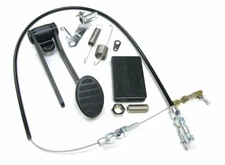 BLACK Gas Pedal Brake Pad Throttle Cable Kit Street Rat Rod Chevy Ford Universal