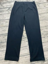 Ming Wang Pants Black Acrylic Size L Pull-On Straight-Leg Stretch Career Classic
