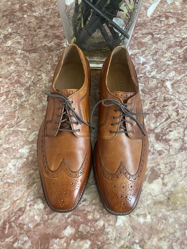 New Cole Haan Men's Wingtip British Tan Leather Brogue Grand OS Oxford 10M, $298 - Picture 4 of 10