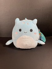 Squishmallow 7.5" Lune Loch Ness Monster w/beaded "I   SQUISH" Charm Accessories