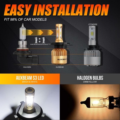 AUXBEAM 9003 H4 LED Headlight Bulbs Kit High-Low Beam 72W 8000LM 6000K White - Picture 4 of 12