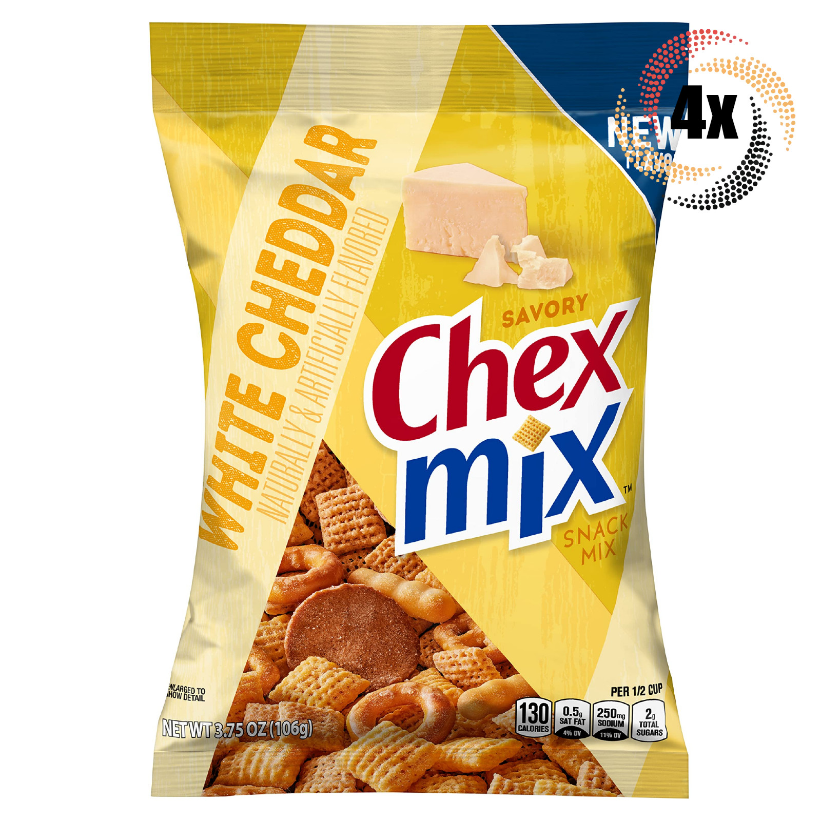 4 пакетика Chex Mix Со вкусом белого чеддера и пикантного ассорти из закусок | 3,75 унции
