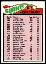 1977 Topps #218 Giants Checklist/Leaders FOOTBALL New York Giants