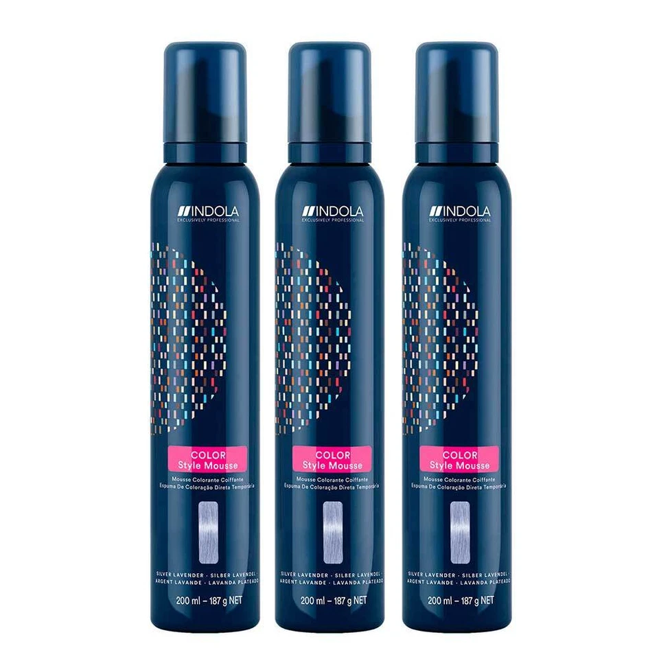 SCHWARZKOPF 3x INDOLA Color Style Mousse Silber Lavendel 200 ml