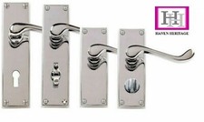VICTORIAN SCROLL DOOR HANDLE SETS CHROME HANDLES LATCH LOCK BATHROOM OR PRIVACY