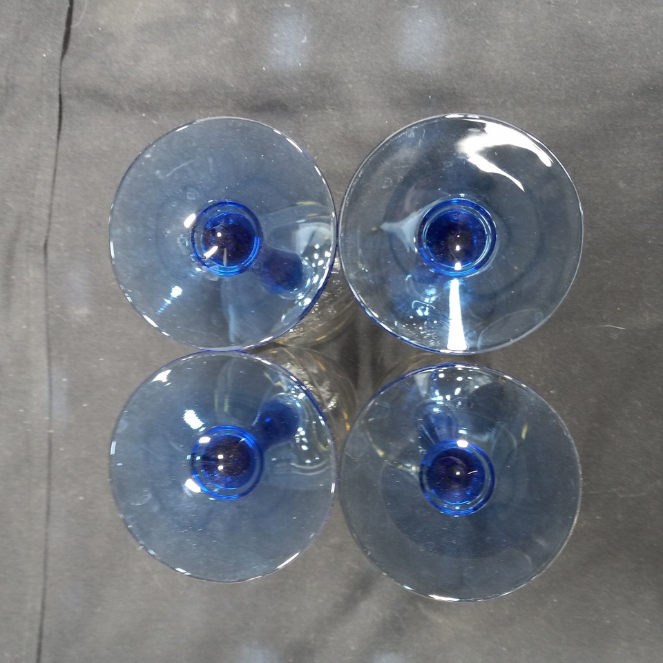 Set of 4 Lenox Cobalt Blue Stemware Wine Glasses eBay