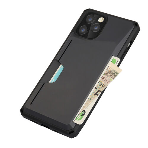 For iPhone 11 12 Pro Max 7 8 Plus XR XS Shockproof Rubber Card Holder Case Cover - Picture 2 of 29