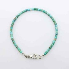 Arizona Turquoise Blueish Green Beaded Heishi Bracelet, Lightweight 3mm Thin