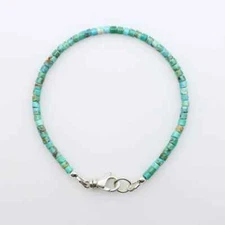 Arizona Turquoise Blueish Green Beaded Heishi Bracelet, Lightweight 3mm Thin