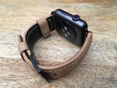 Quality Tan Brown Leather Watch Strap Band for Apple Watch Series 5 4 3 42/44mm - Picture 3 of 8