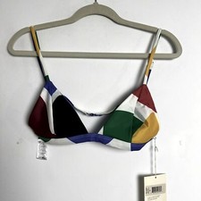 NEW Mara Hoffman Astrid Multicolor Colorblock Triangle Bikini Top UPF50 Summer