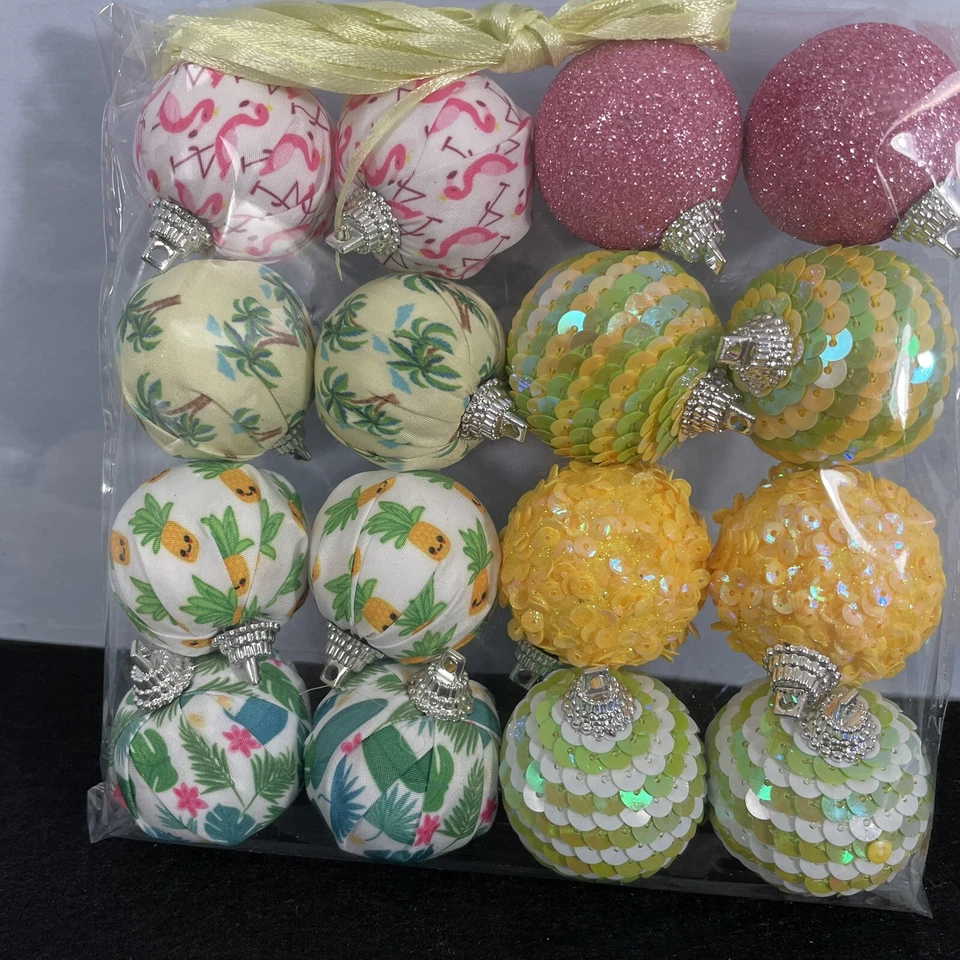 Pascua Primavera Verano Tropical Papel Maché Adornos Lentejuelas NUEVO Lote de 16 Foto 2 de 4