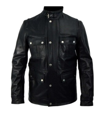 Men's Classic Overcoat Black 3 Quarter Genuine Leather Coat All Sizes