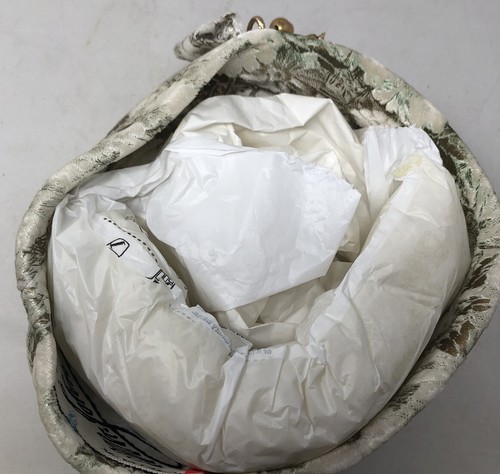 Pill Box Hat Mr John Classic NY Paris 7” Antique White/brown Dress Up 1940’s - Picture 3 of 6