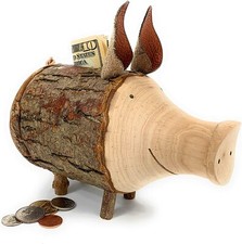 Piggy Bank, Wood Piggy Bank for Kids, Woodland Nursery Decor, Baby Shower Gift