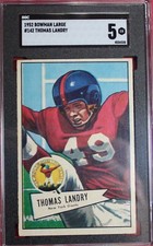 1952 BOWMAN LARGE THOMAS LANDRY #142 NEW YORK GIANTS SGC 5 EX