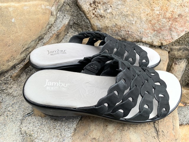 Jambu Sandals Slides 9.5M Black Leather Boho Retro Dress ECU | eBay