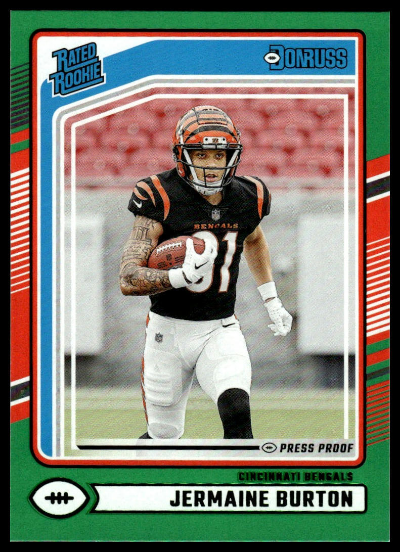 2024 Panini Donruss Jermaine Burton Press Proof Green Rated Rookie RC #368