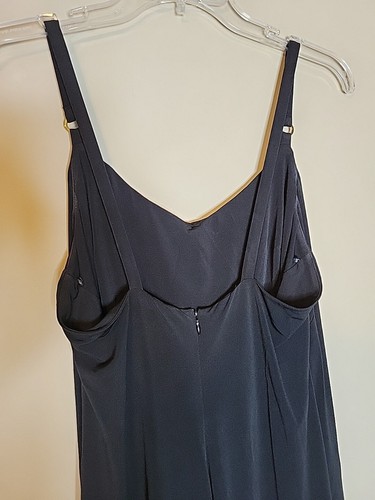 Calvin Klein Cocktail Dress Black Stretch Spaghetti Straps Size 10 Slinky Drapey - Picture 3 of 5