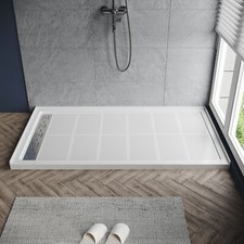 ELEGANT 60" L x 32" W x 4" H Shower Base Pan Left Drain Stainless Cover Included