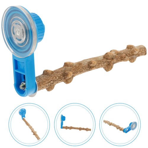 Rustic Bird Stand Suction Cup Parrot Perche acheter Doiseau À Ventouse Jouet Bois