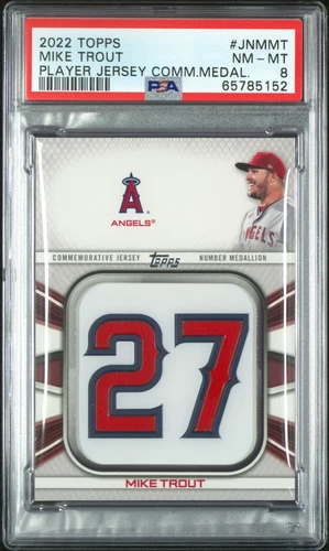 2022 Topps #JNMM - Mike Trout - Player Jersey Commemorative Medallion  PSA 8