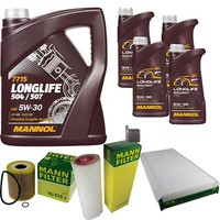 Mann Inspektionspaket 9L Mannol Longlife 504/507 5W-30 FüR BMW X5 E53 3.0D
