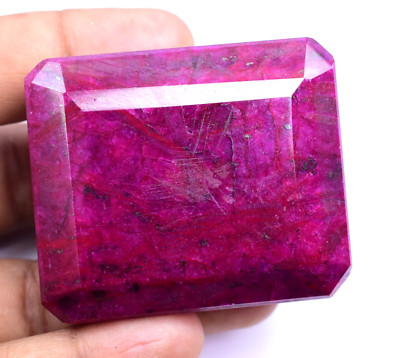684.5 Ct Natural Huge Red Ruby Certified Earth-Mined Emerald Cut Loose Gemstone
