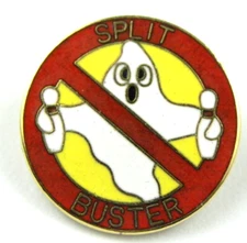 Vintage No Split Buster Bowling Pin Ghost Enamel Hat Lapel