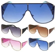 XL OVERSIZED FLAT TOP ONE PIECE SHIELD LENS LUXURY AVIATOR SUNGLASSES FANCY VTG