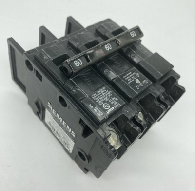 New Siemens BQ3B060L 3 Pole 60 Amp 240V 3 Phase Type BQ Plug On  Circuit Breaker