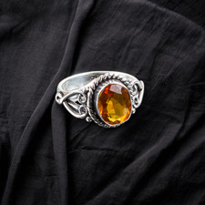 Yellow Citrine Gemstone Oval 925 Sterling Silver Handmade Jewelry Ring Gift For