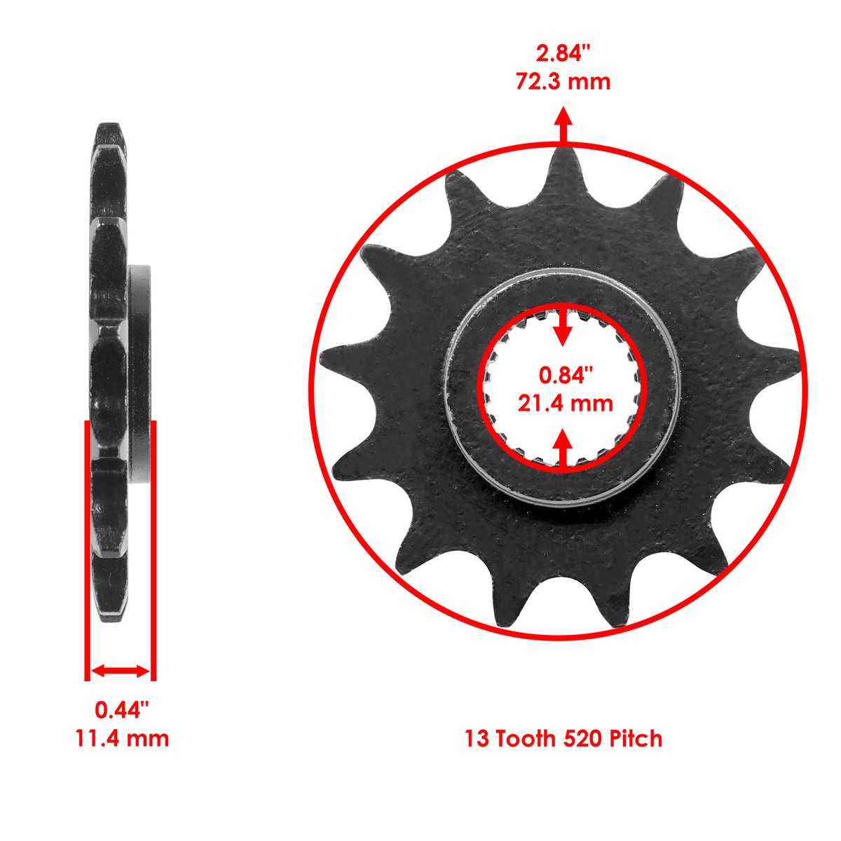Caltric Front Drive Chain Sprocket for Yamaha 9383R-13211-00 Teeth