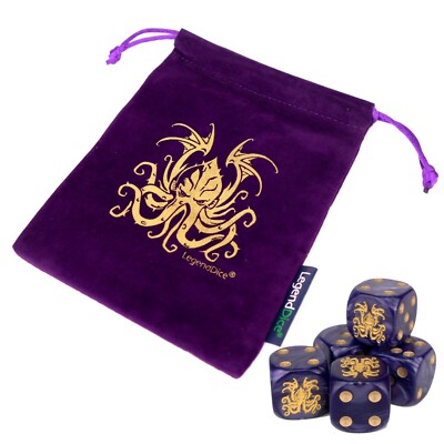 Perudo Würfelset - 5x 16mm Würfel & Taschen Cthulhu Schädel Dudo Lügner Würfel Piratenwürfel