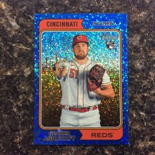 2023 Topps Heritage - #383 Graham Ashcraft (RC) Blue Sparkle