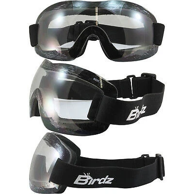 Birdz Eyewear Starling Padded Motorcycle Skydiving Goggles Clear Safety Lens