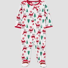 NB Carter's Just one you Baby Foot Pajamas Santa Fleece Sleeper 2 way zipper