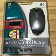 Logitech V200 Cordless Notebook Mouse Optical USB Windows & Mac 2005 NEW SEALED