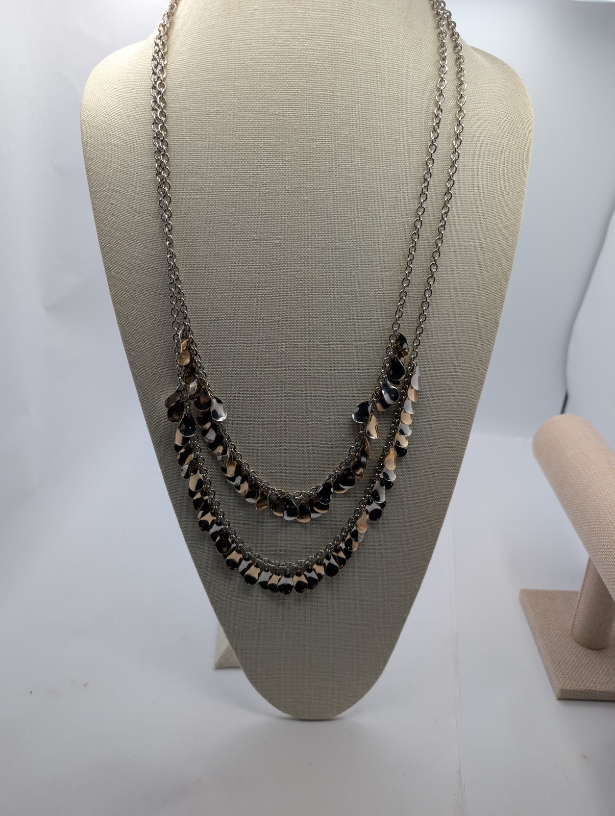 Chico's Multi-Strand Statement Necklace Two-Tone … - image 1