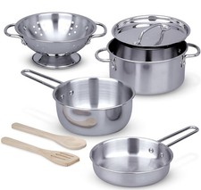 Melissa  Doug - Let's Play House Stainless Steel Pots  Pans Play Set Kitchen
