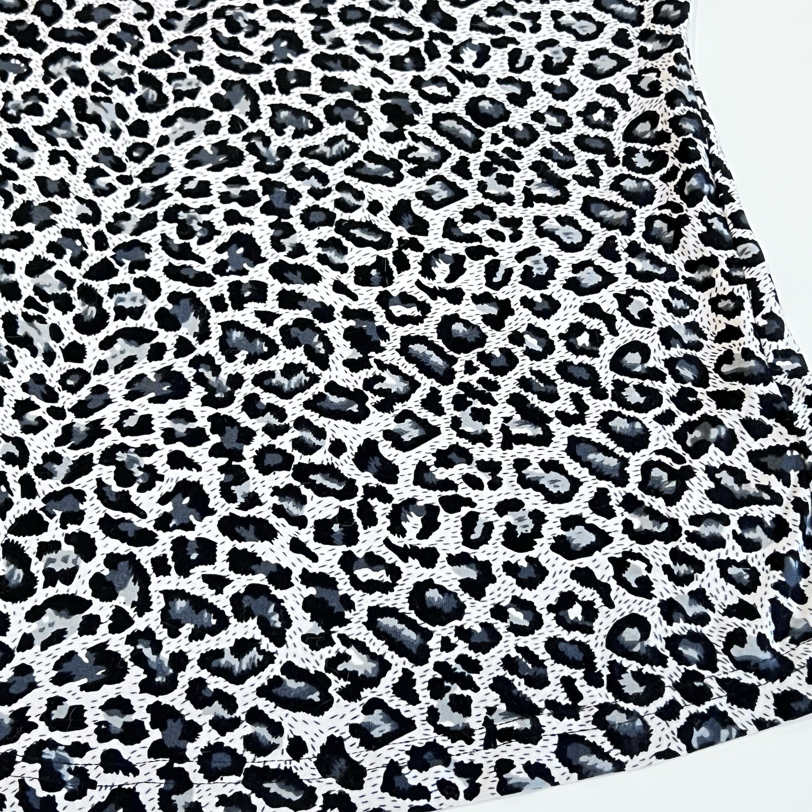 G by Guess Women M Black Ruffle Tunic Top Leopard Mesh Overlay Layered Belt Top