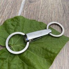 Vintage Coach Valet Keychain Double Key Ring Silver Lobster Clasp Engraved Logo