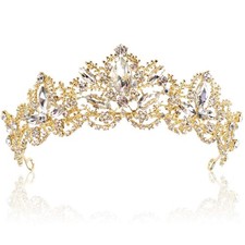 Gold Tiara Wedding Tiaras and Crowns for Clear Gold Loop type 
