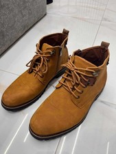 Men s Brown Leather Ankle Boots Lace Up Side ...