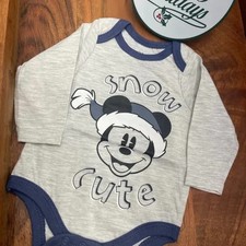 New Disney Baby Snow Cute Mickey Mouse Grey Body Suit Size 3Months