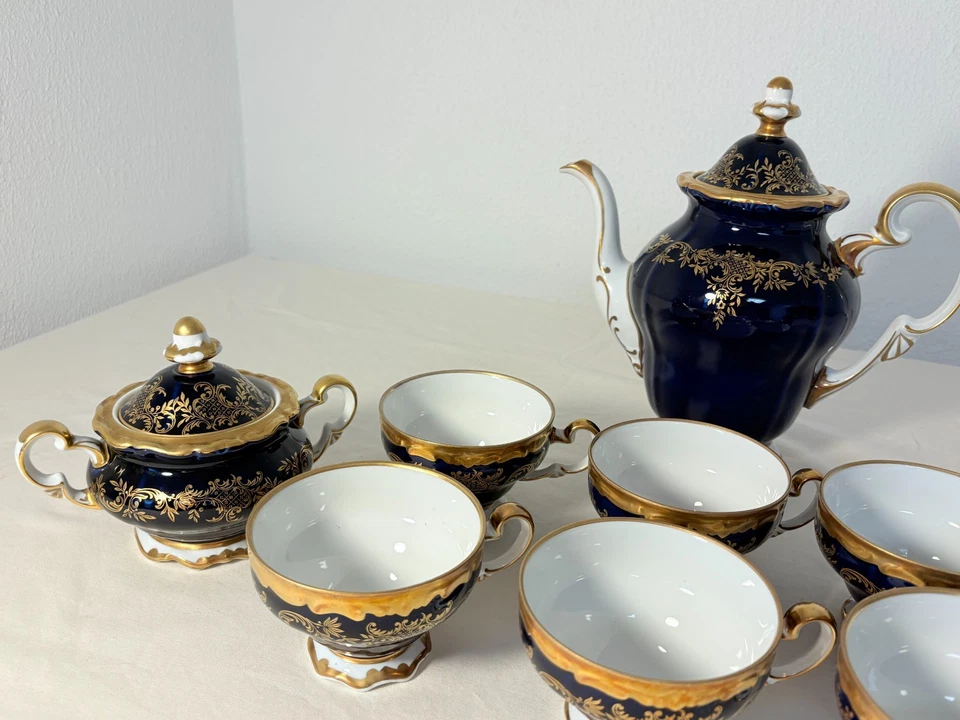 Echt WEIMAR KOBALT „Katharina“ 20003 Kaffeeservice, Tassen, Kanne, Milch, Zucker - Bild 4 von 4