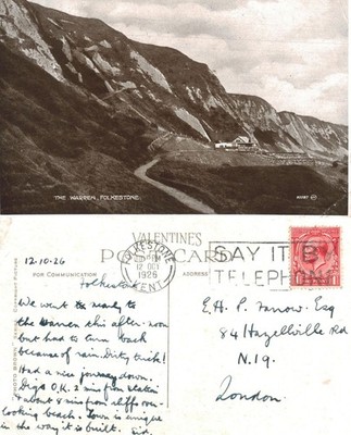 Vintage Postkarte - The Warren Folkestone Kent ECHTFOTO VERSCHICKT